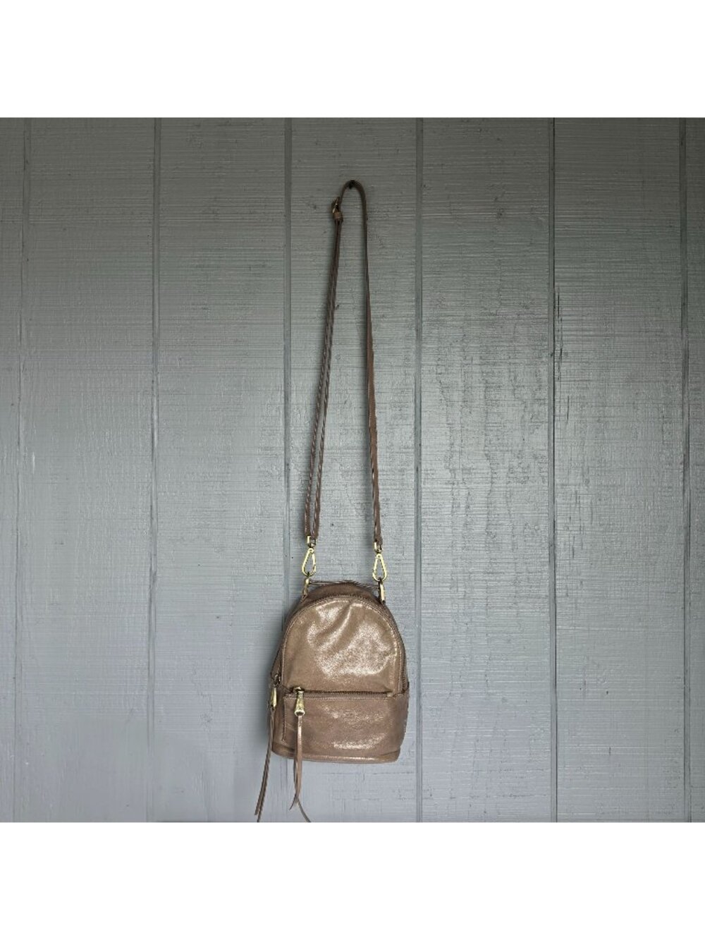 Hobo International Brown Leather Mini Backpack Crossbody Convertible Zip utility